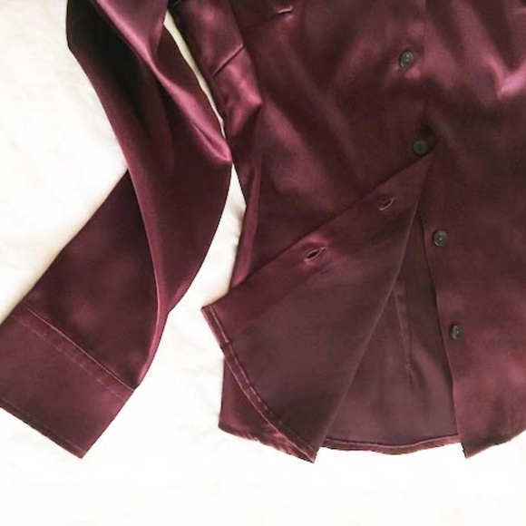 SISLEY Glossy Burgundy Button Down Shirt - Picture 3 of 7